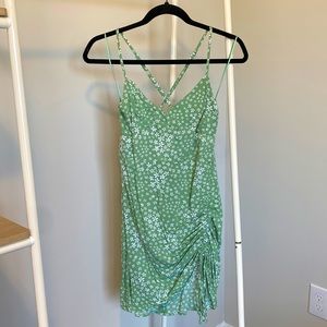 Pacsun LA Hearts | Green and white floral side cinch, strappy dress